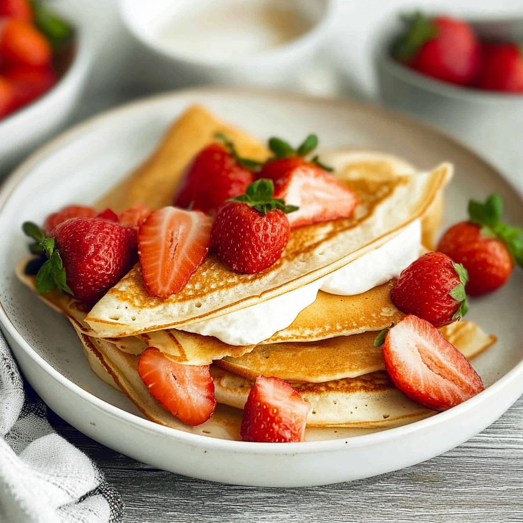 Recipe preparation for Strawberry Crepes