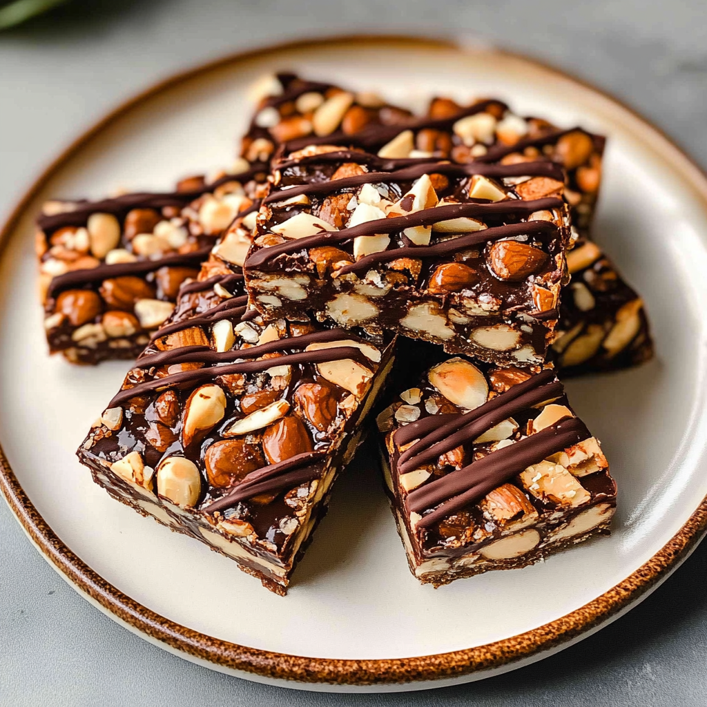 Recipe preparation for Dark Chocolate and Sea Salt Nut Bars