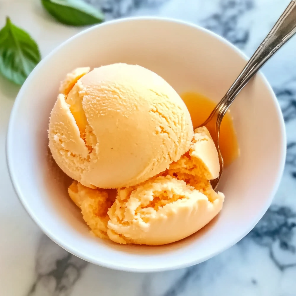 Recipe preparation for Easy 4-Ingredient Peach Sorbet Recipe