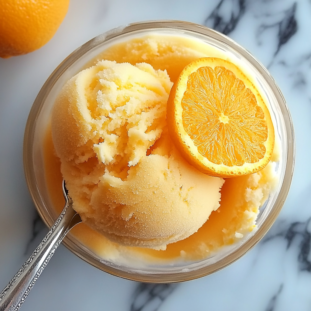 Recipe preparation for Alton Brown’s Easy Orange Sherbet