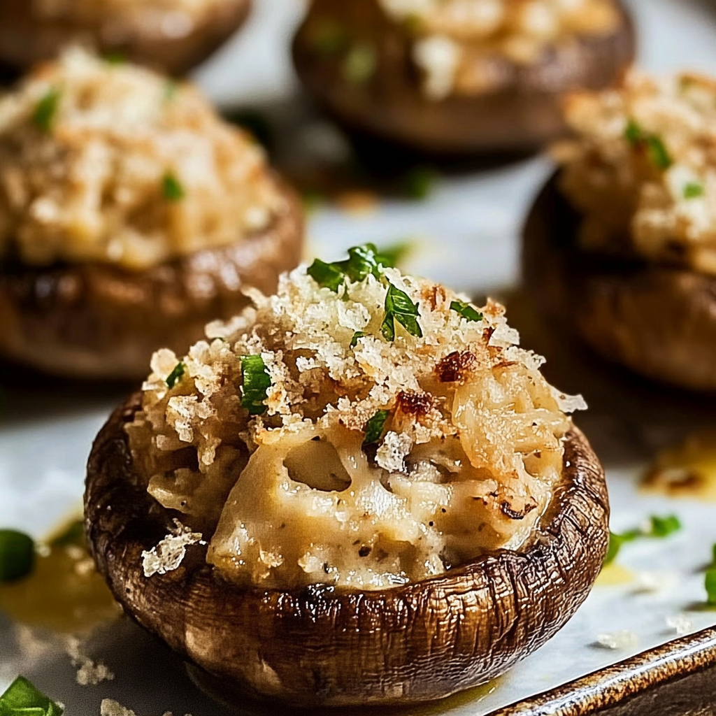 Recipe preparation for Crab-Stuffed Mushrooms