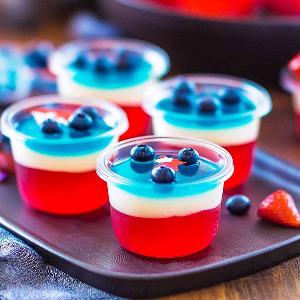 Recipe preparation for Red White & Blue Jello Shots
