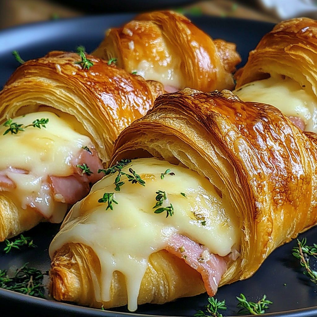 Recipe preparation for Air Fryer Ham Cheese Croissants
