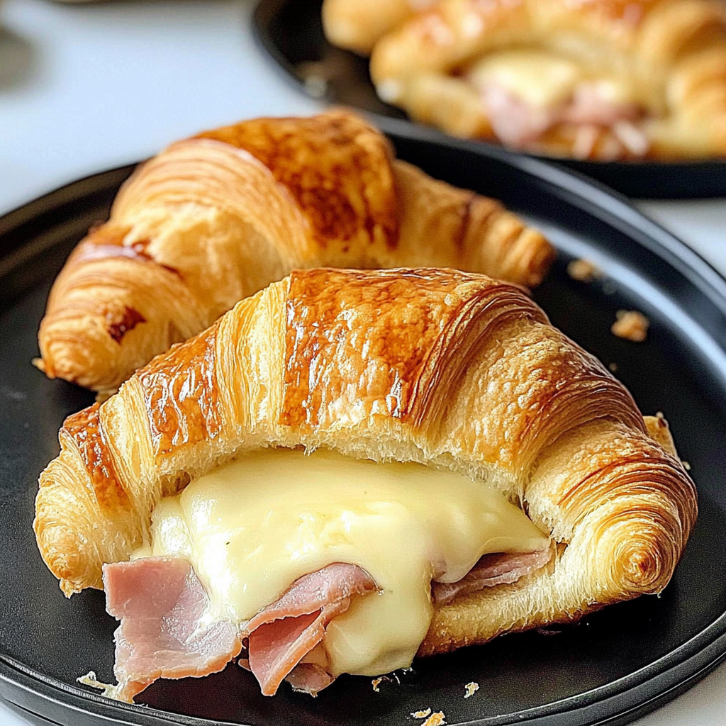 Recipe preparation for Turkey Ham Croissant Melts