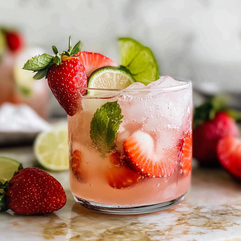 Recipe preparation for Strawberry Mojito