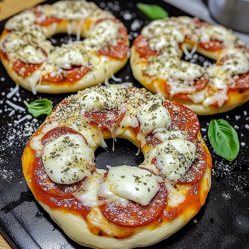 Recipe preparation for Giant Pizza Bagels