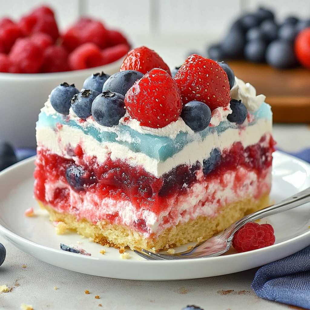 Recipe preparation for Summer Berry Jello Lasagna