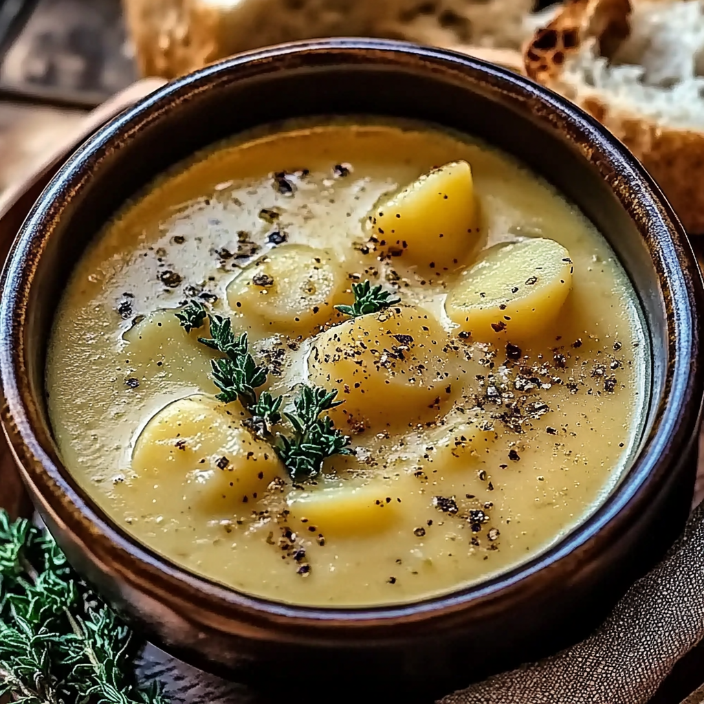 Recipe preparation for Cheddar Garlic Herb Potato Soup