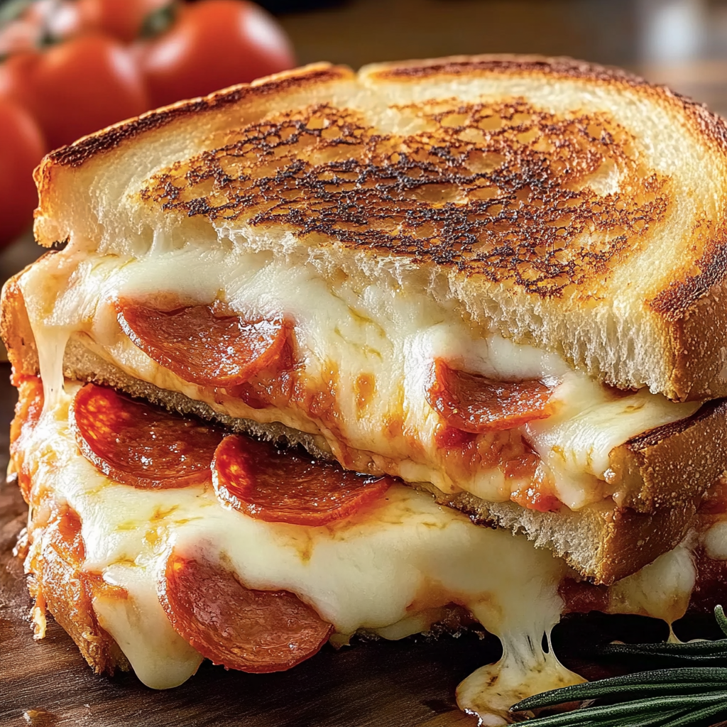 Recipe preparation for Pepperoni Pizza Grilled Cheese