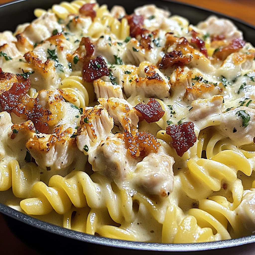 Recipe preparation for Chicken Bacon Ranch Pasta