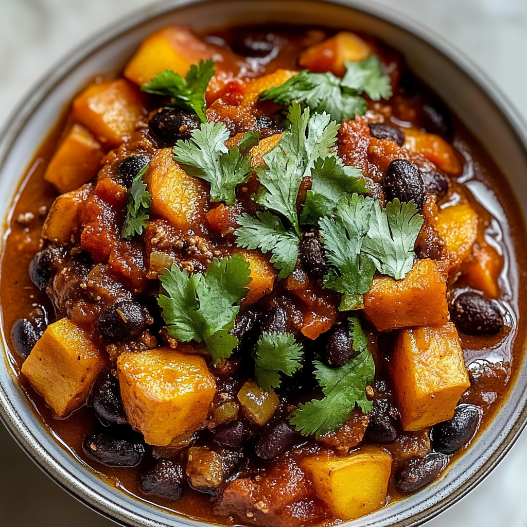 Recipe preparation for Sweet Potato and Black Bean Chili