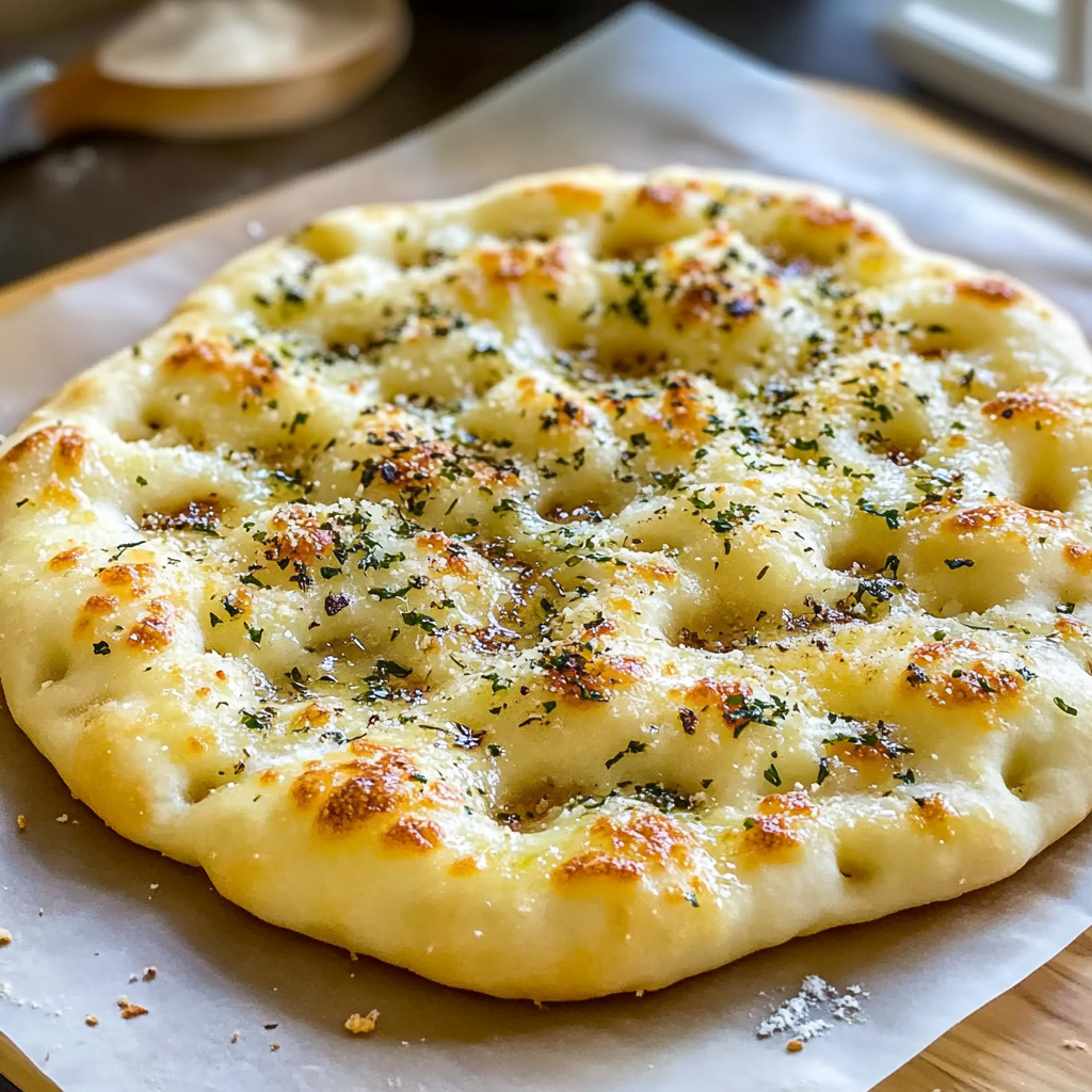 Recipe preparation for Garlic Parmesan Focaccia Bread