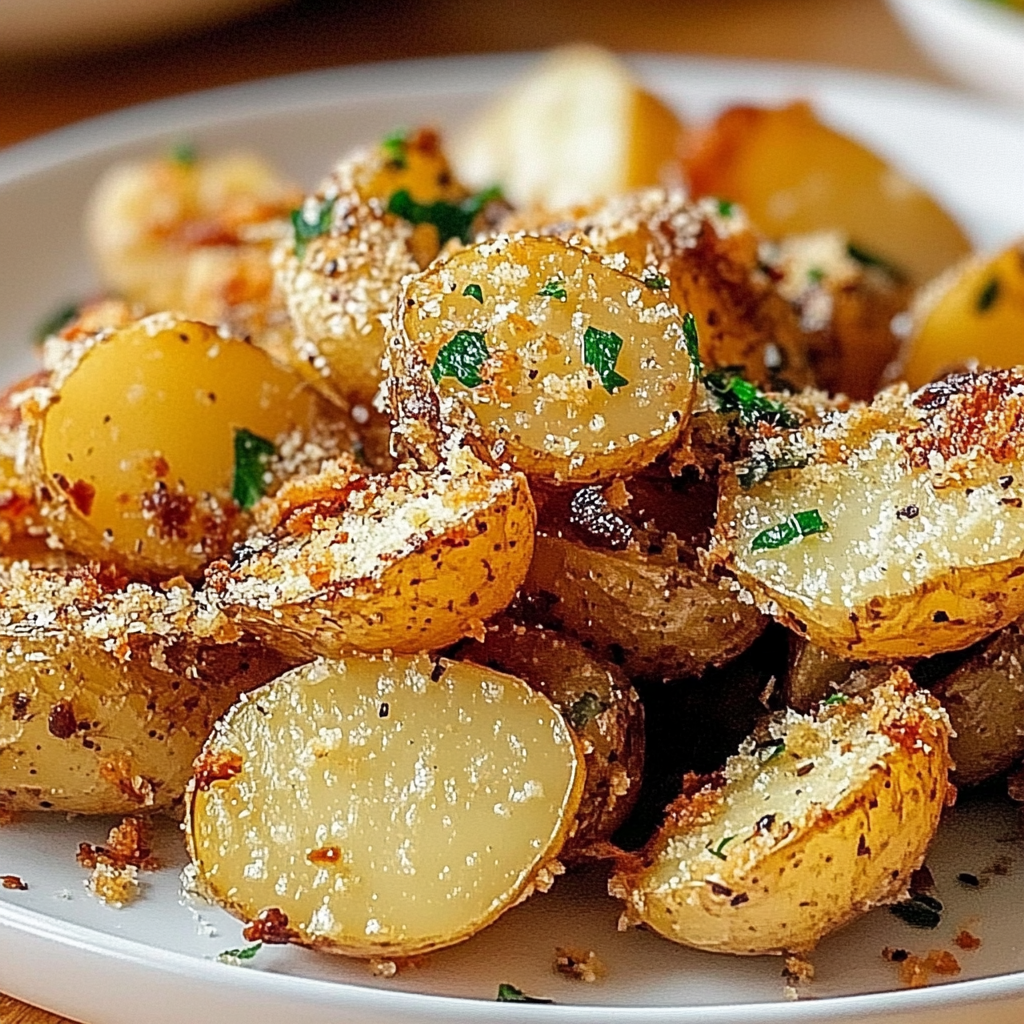 Recipe preparation for Crispy Garlic Butter Potatoes