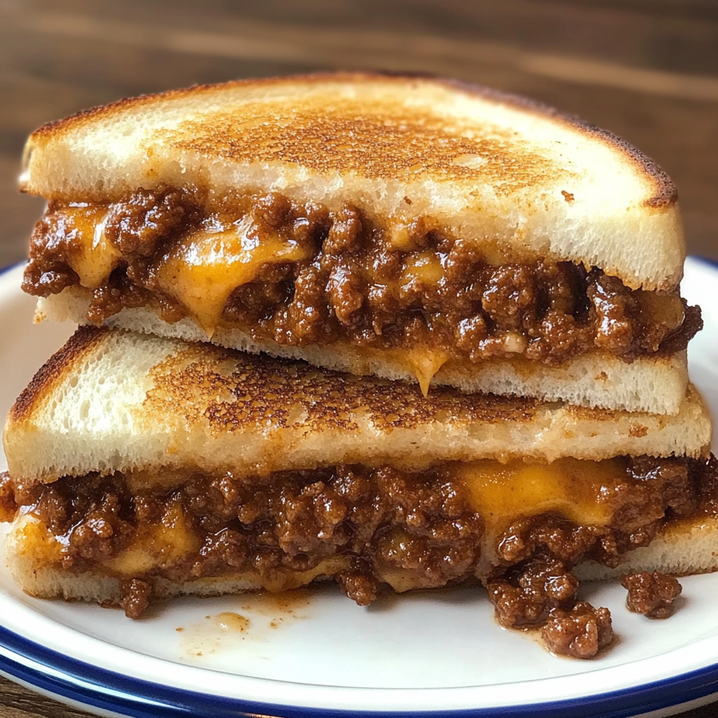 Recipe preparation for Sloppy Joe Grilled Cheese
