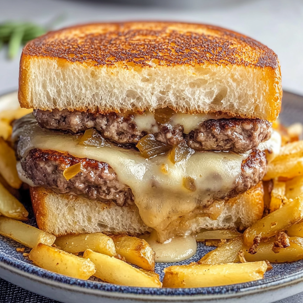 Recipe preparation for French Onion Patty Melt