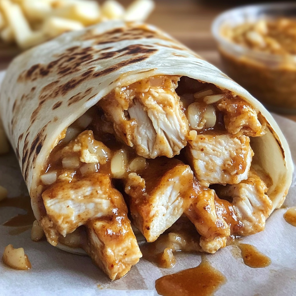 Recipe preparation for Parmesan Garlic Chicken Burritos