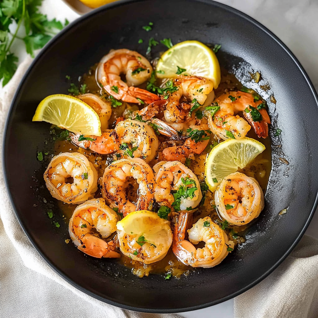 Recipe preparation for Lemon Garlic Shrimp