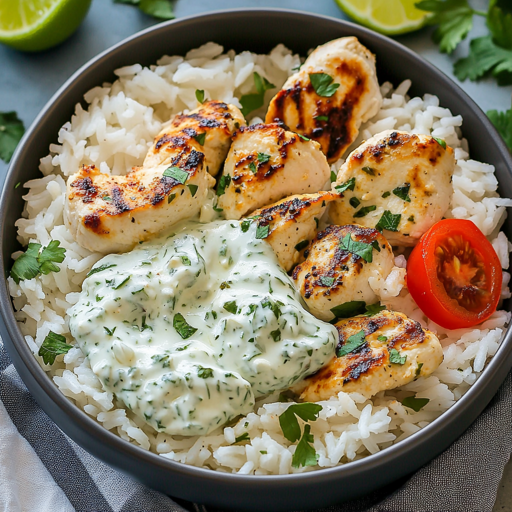 Recipe preparation for Dump-and-Bake Chicken Tzatziki with Rice Recipe