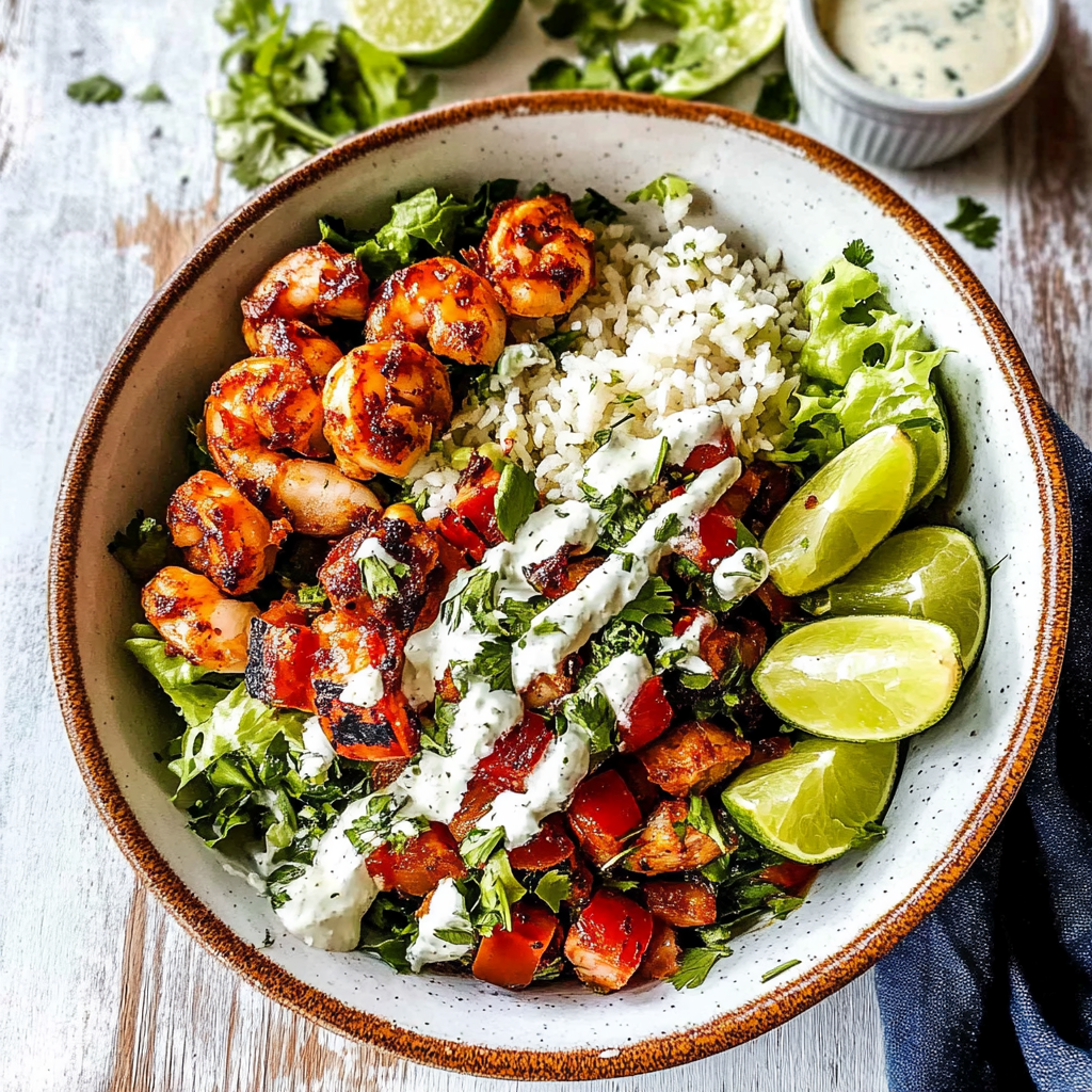 Recipe preparation for Chipotle Lime Shrimp Bowls Recipe