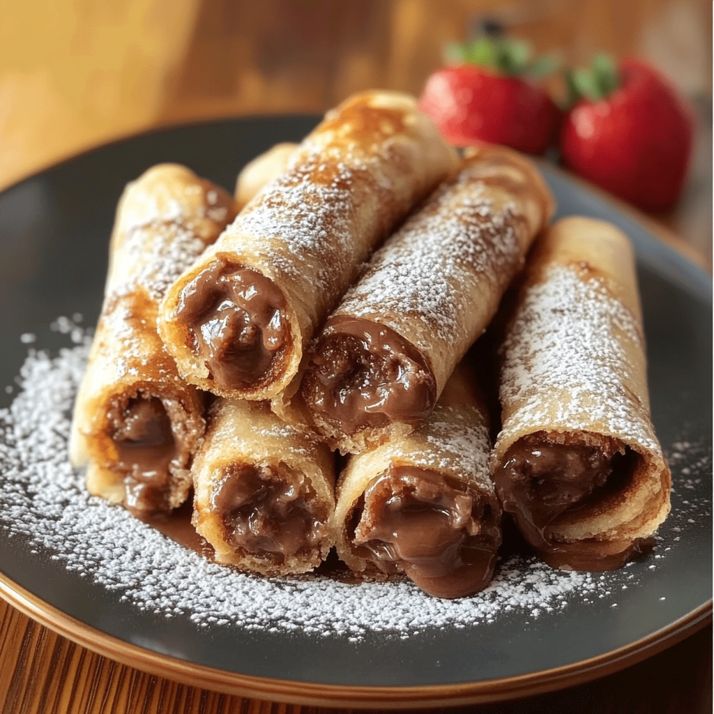 Recipe preparation for Air Fryer Nutella French Toast Roll Ups