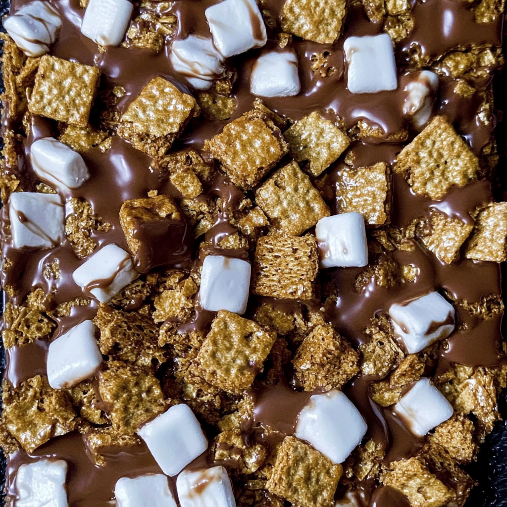 Recipe preparation for Golden Grahams S’mores Bars