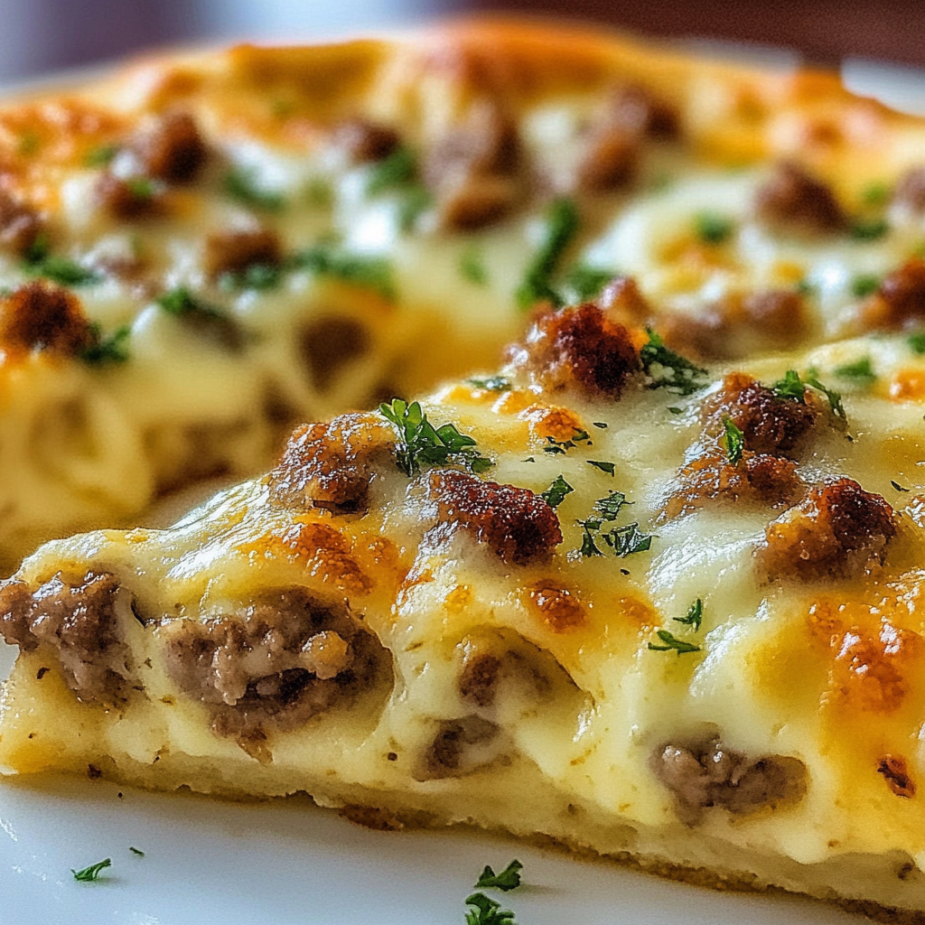 Recipe preparation for Sausage Gravy Biscuit Breakfast Pizza