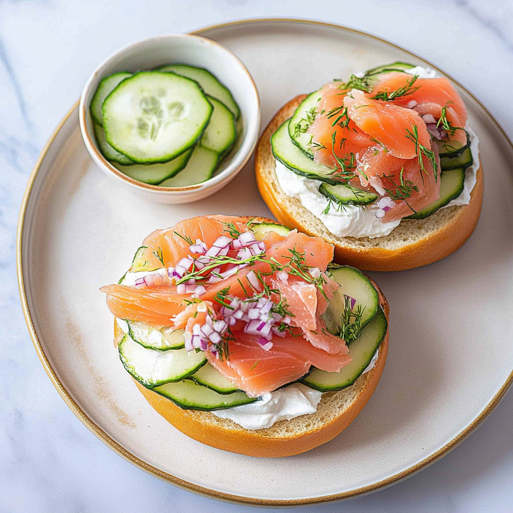 Recipe preparation for Smoked Salmon Bagel
