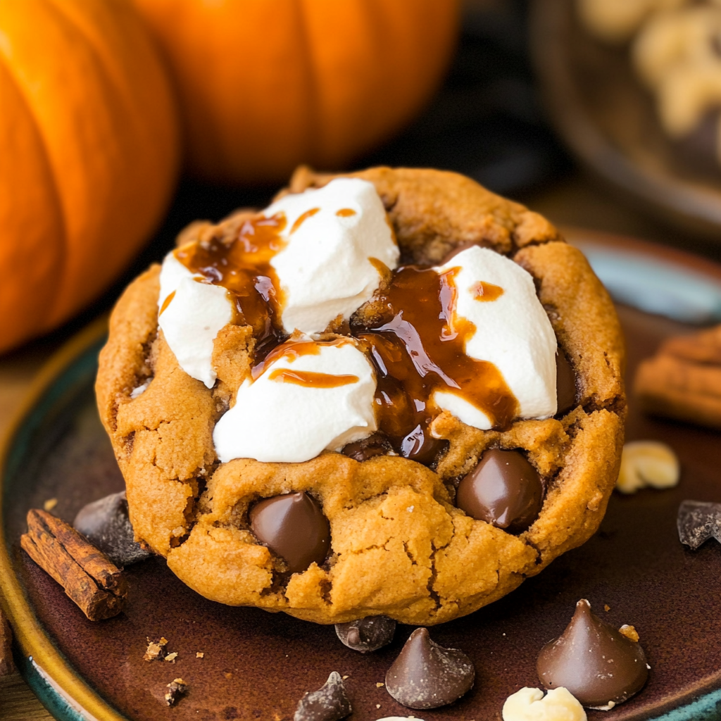 Recipe preparation for Pumpkin S'mores Cookies