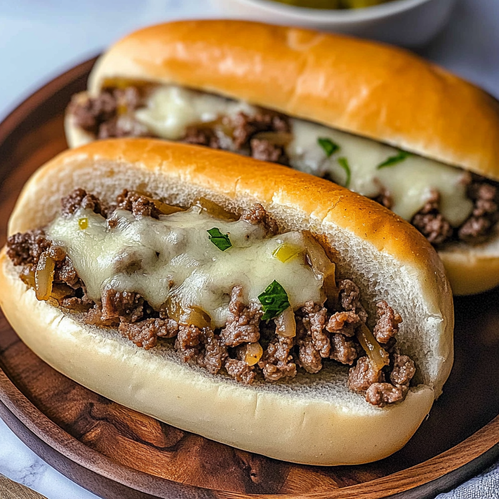 Recipe preparation for Ground Beef Philly Cheesesteak