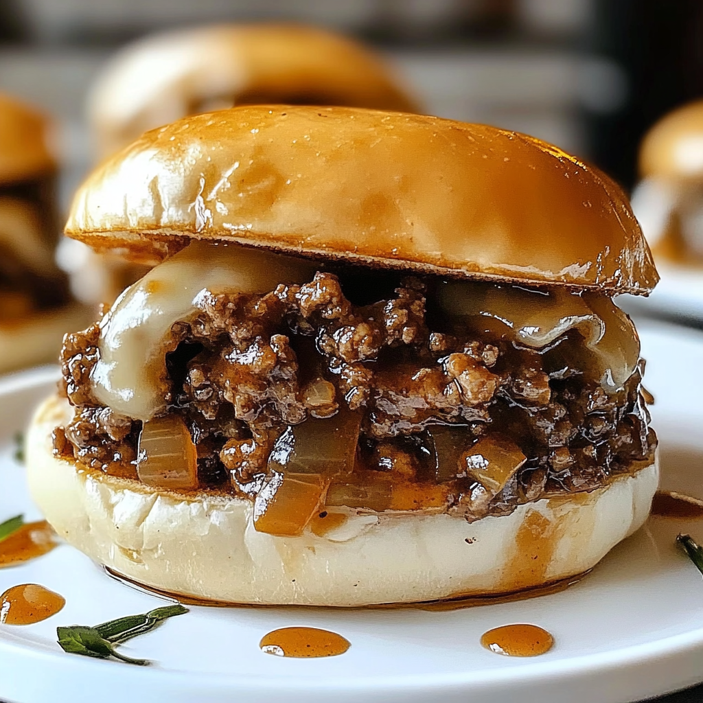 Recipe preparation for Irresistible French Onion Beef Sloppy Joes