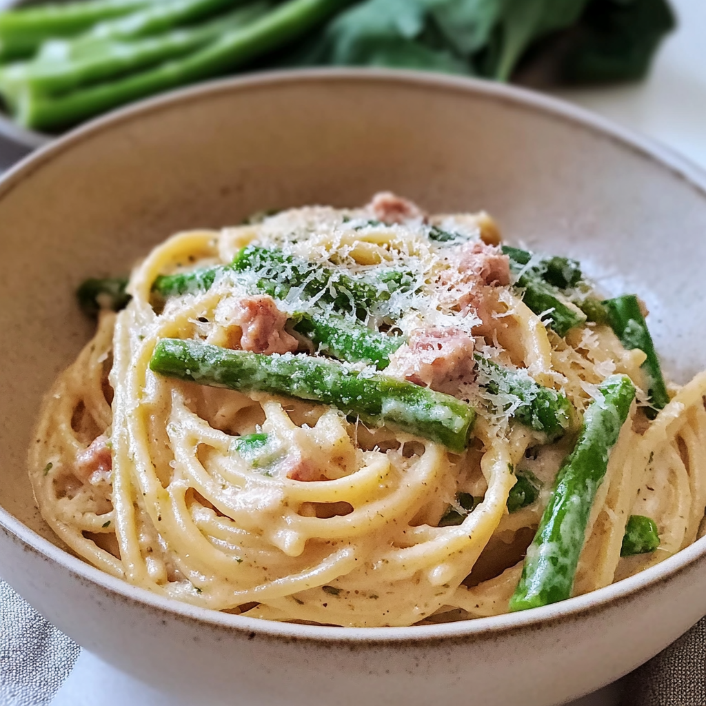 Recipe preparation for Pasta with Green Asparagus
