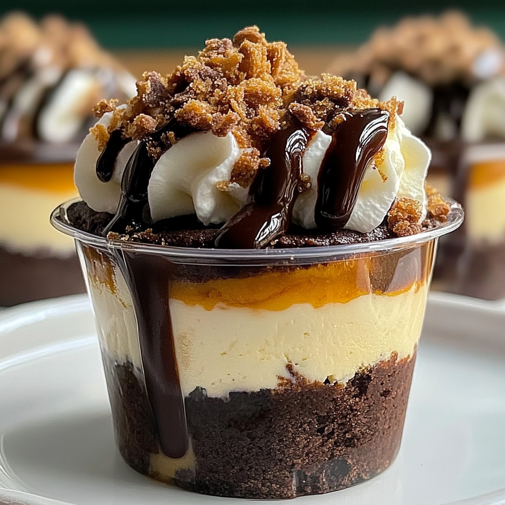 Recipe preparation for Loaded Brownie Cheesecake Cup