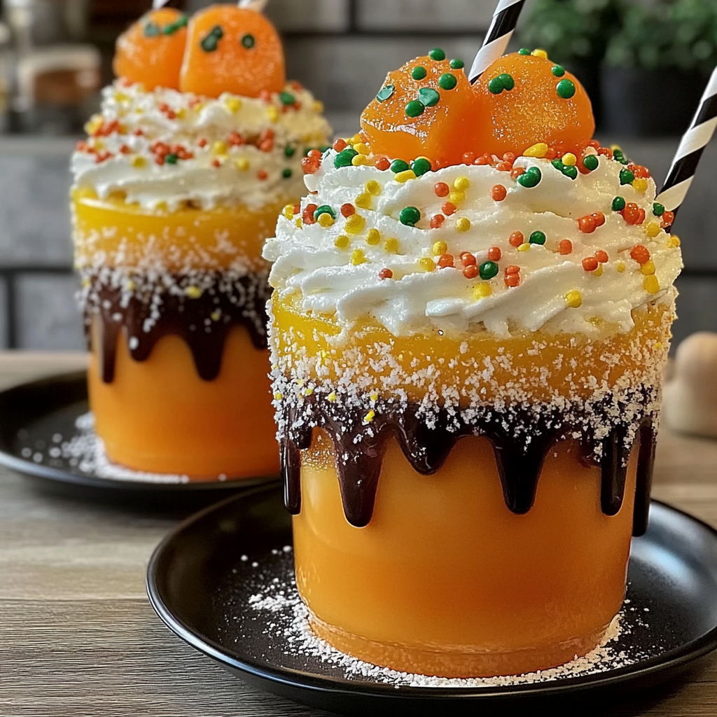 Recipe preparation for Easy Funny Pumpkin Floats