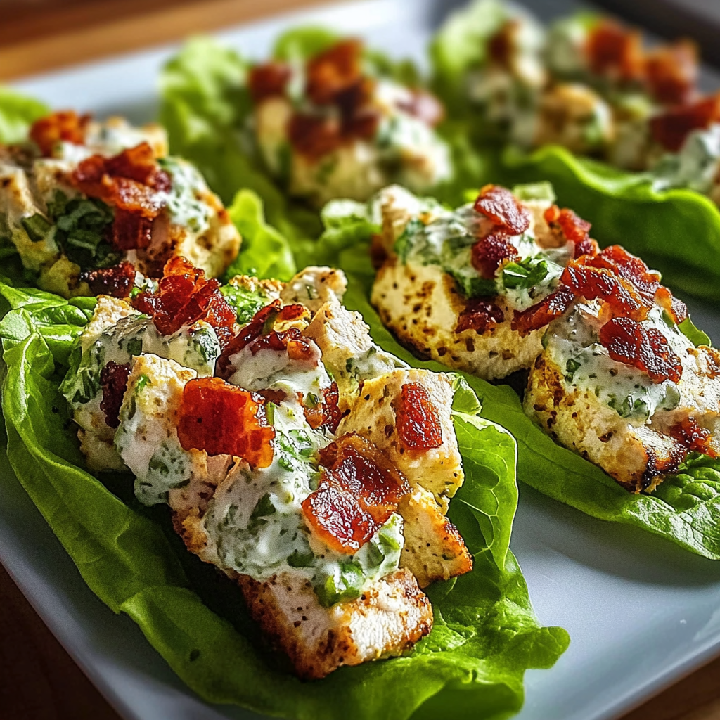 Recipe preparation for Chicken Bacon Ranch Lettuce Boats