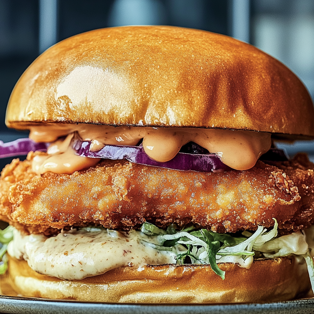 Recipe preparation for Crispy Fried Cod Sandwich
