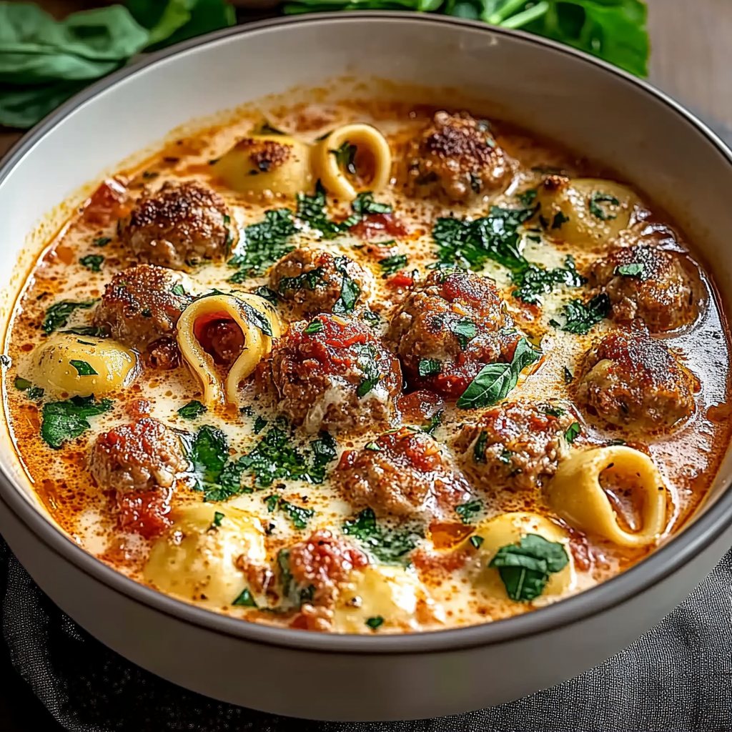 Recipe preparation for Meatball Tortellini Soup