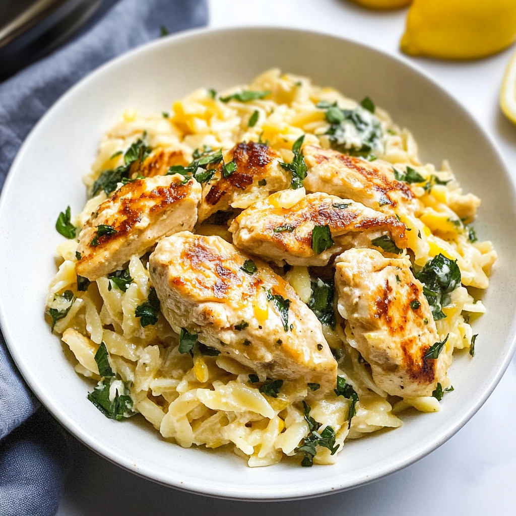Recipe preparation for Lemon Chicken Orzo