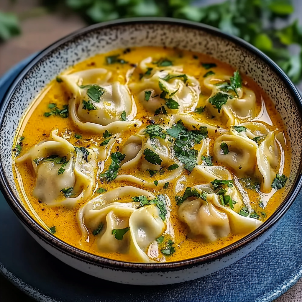 Recipe preparation for Delicious Dumpling Curry Soup