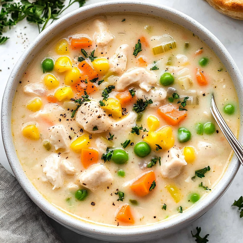 Recipe preparation for Chicken Pot Pie Soup