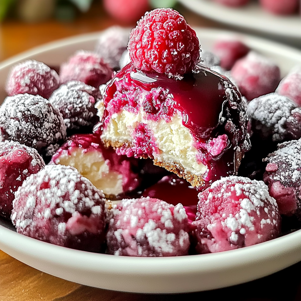 Recipe preparation for Raspberry Cheesecake Pralines