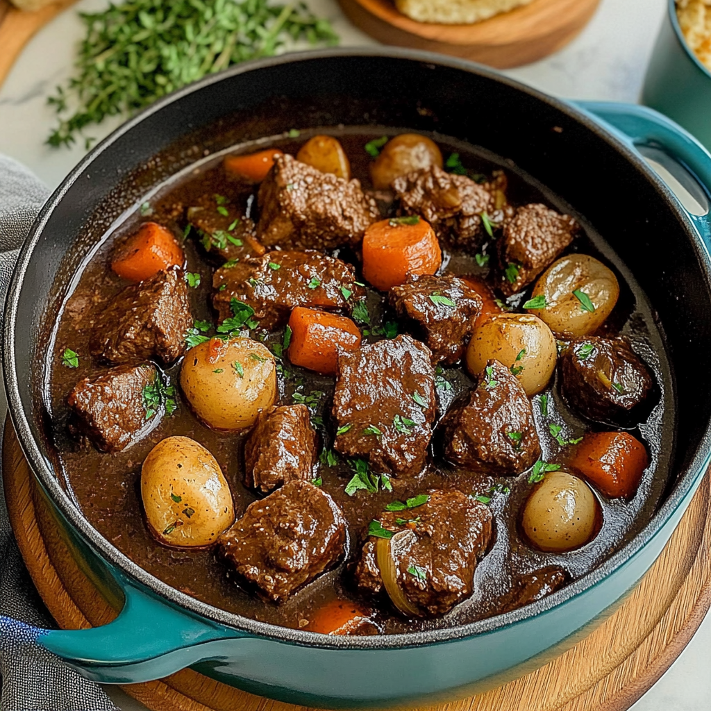 Recipe preparation for Beef Bourguignon