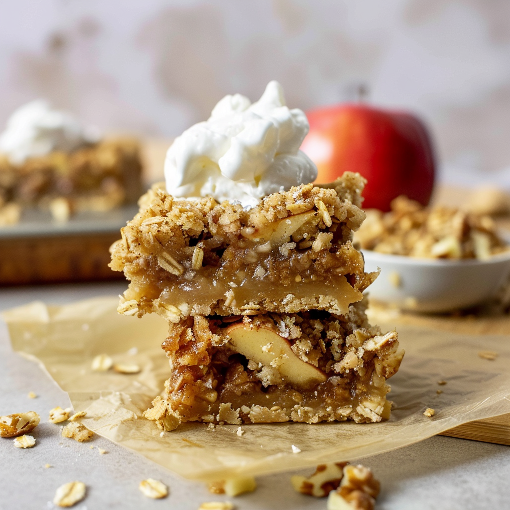 Recipe preparation for Ginger-Apple Crumble Bars with Oat Topping