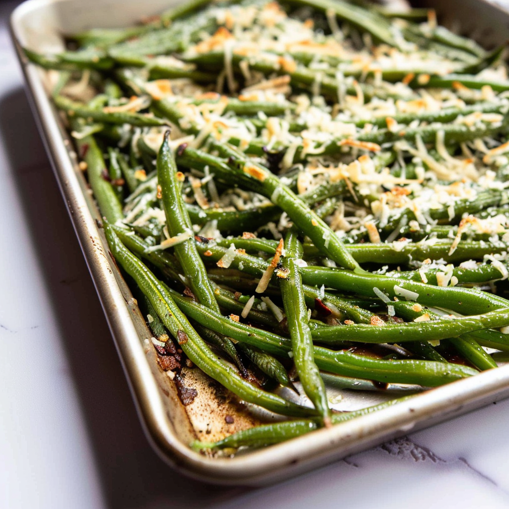 Recipe preparation for Parmesan Roasted Green Beans