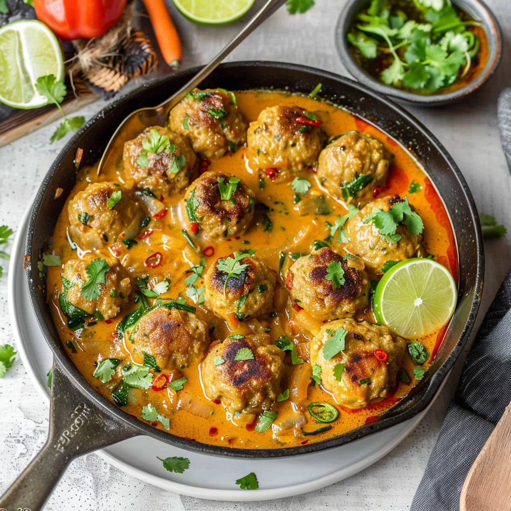 Recipe preparation for Thai Coconut Meatballs