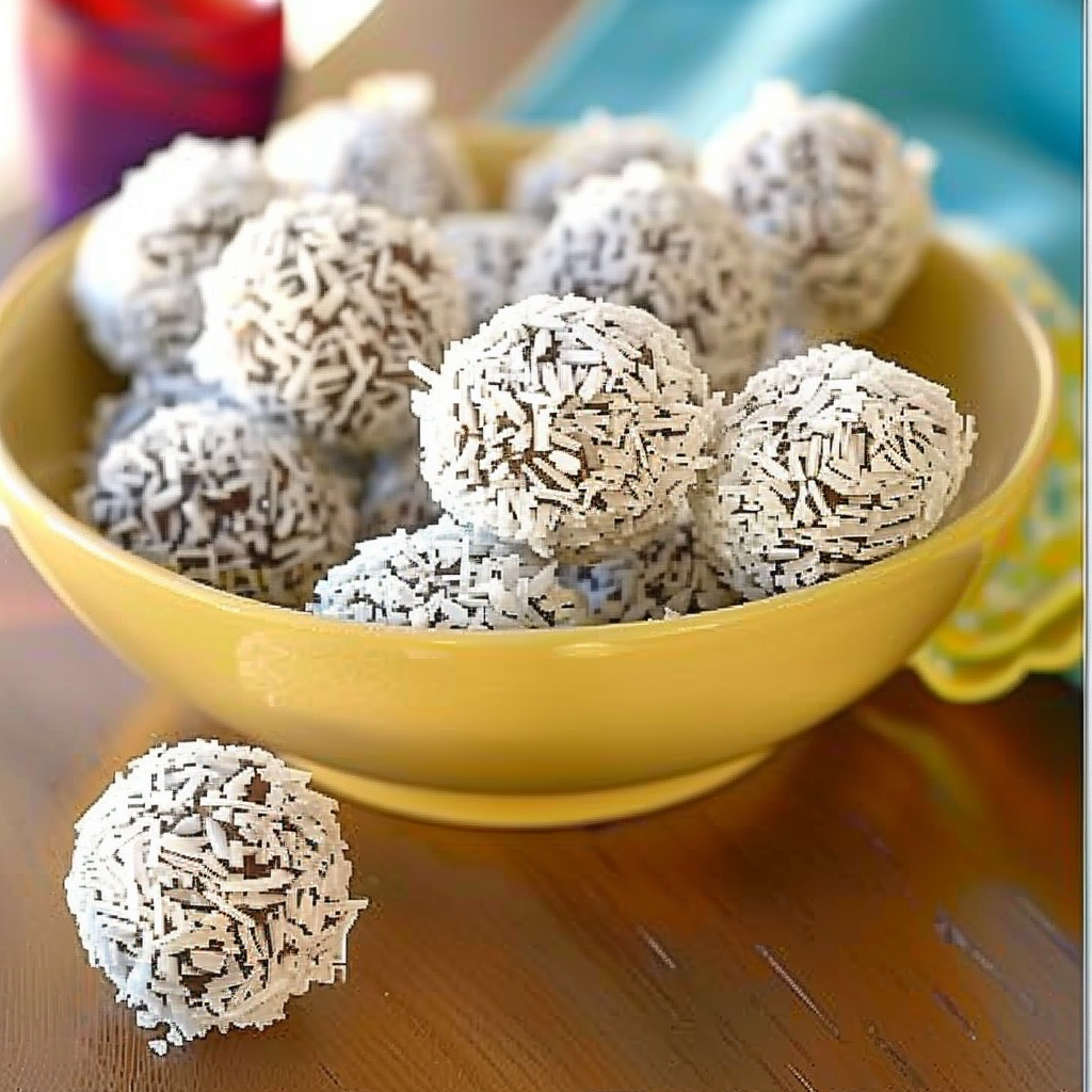 Recipe preparation for Coconut Snowball Truffles