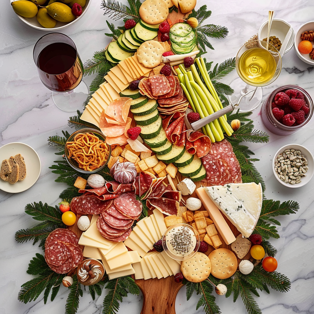 Recipe preparation for Festive Charcuterie Tree Board