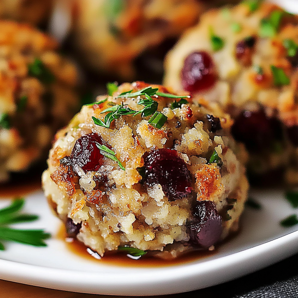 Recipe preparation for Cranberry Turkey Stuffing Balls
