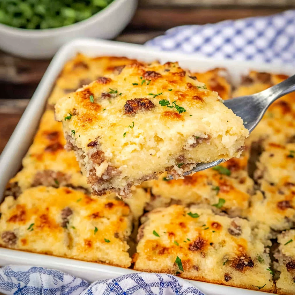 Recipe preparation for Sausage Cheese Butter Swim Biscuits