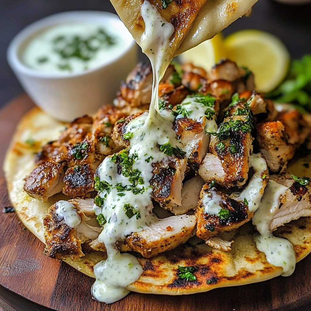 Recipe preparation for Chicken Shawarma with Garlic Sauce