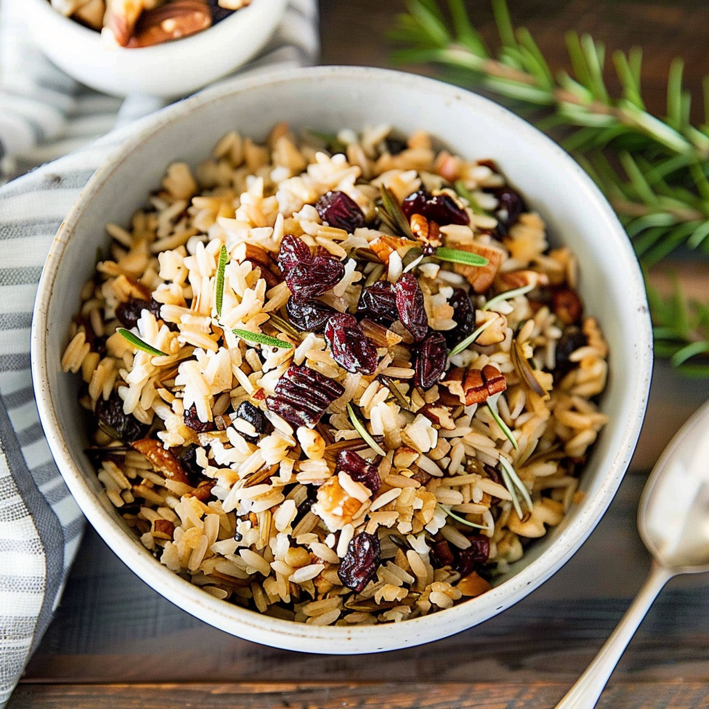 Recipe preparation for Wild Rice Pilaf with Dried Cranberries & Pecans